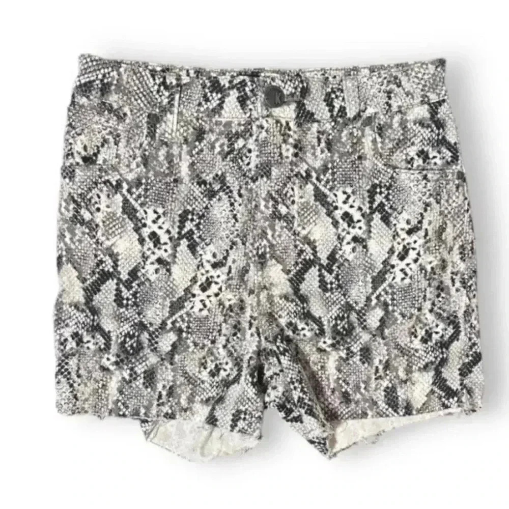 Kut from the Kloth Gidget High Rise Snake Print Cut Off Shorts size 8 NWT